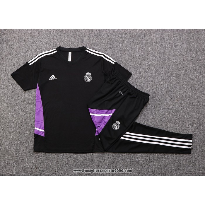 Tuta da Track Real Madrid Manica Corta 2022 2023 Nero e Purpura